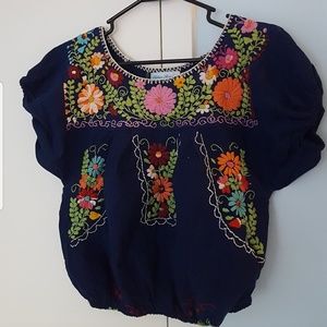 Authentic Vintage floral embroidered crop top